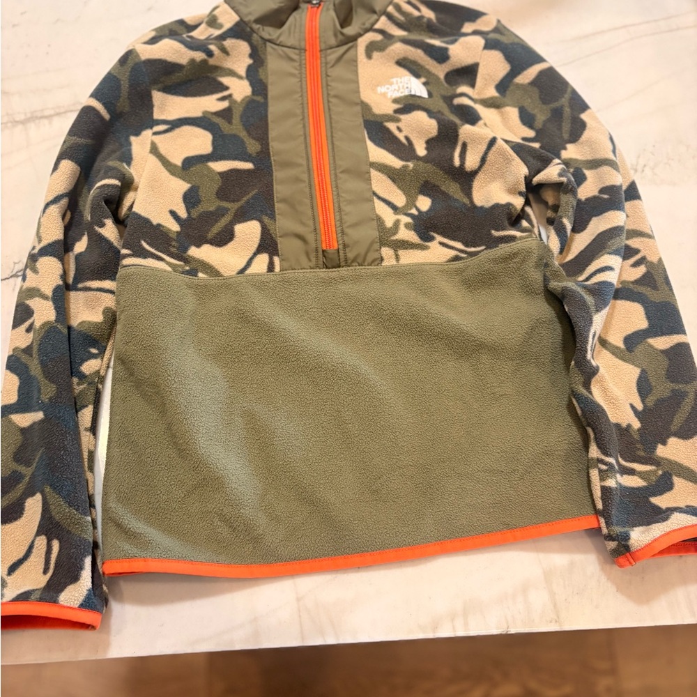 The North Face Beige and Navy Camo Fleece Jacket